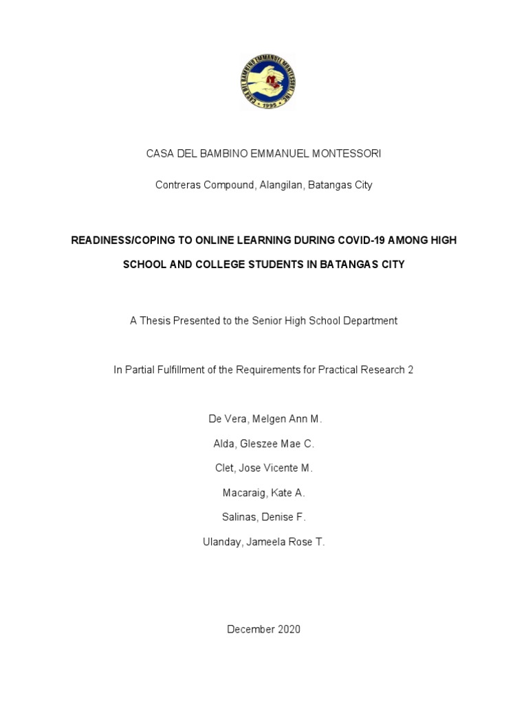 Online Learning Readiness in Batangas City | PDF | Educational ...