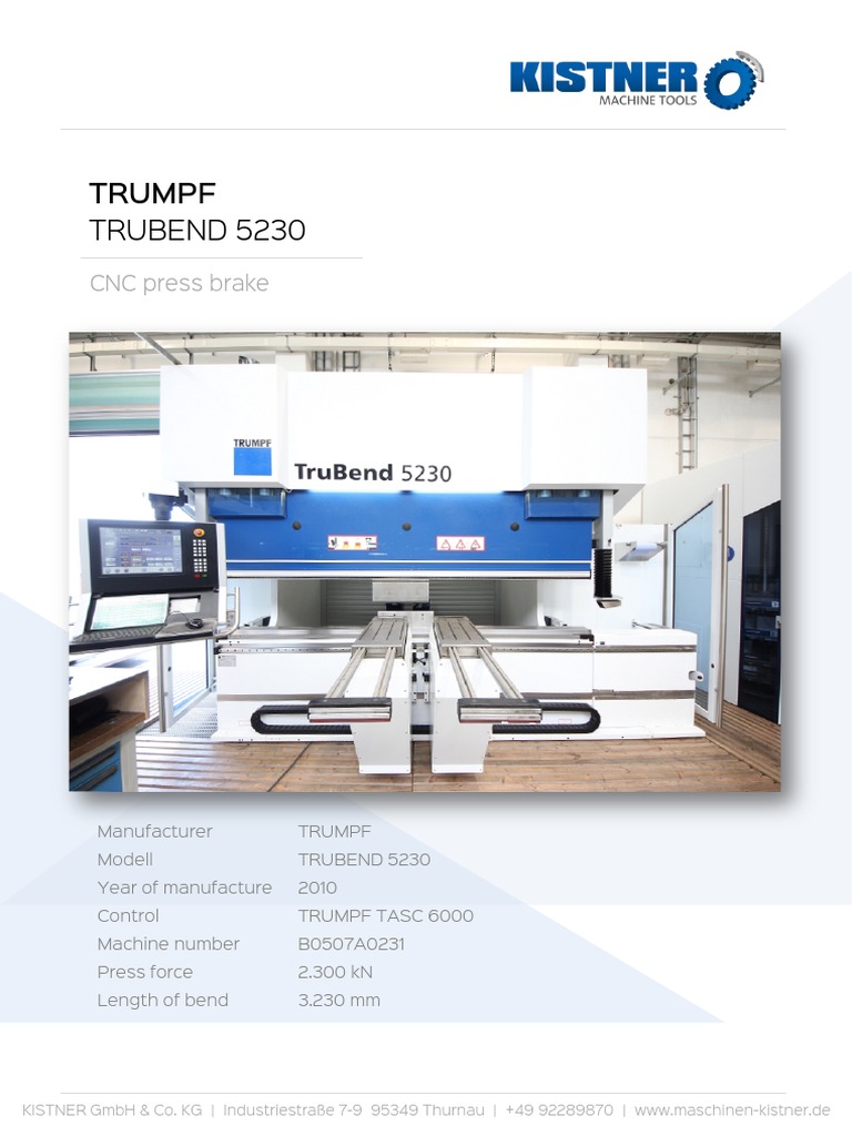 trumpf-trubend-5230-specifications-pdf-numerical-control-machines