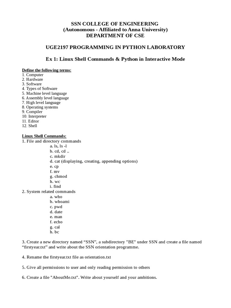 An Introduction to Linux Shell Commands, Python Basics and Interactive ...