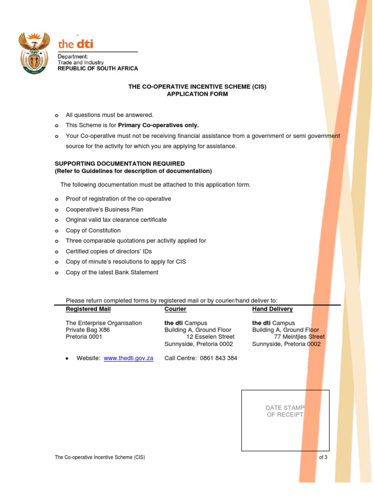 CIS Application Form for Co-operatives | PDF | Registered Mail | Mail
