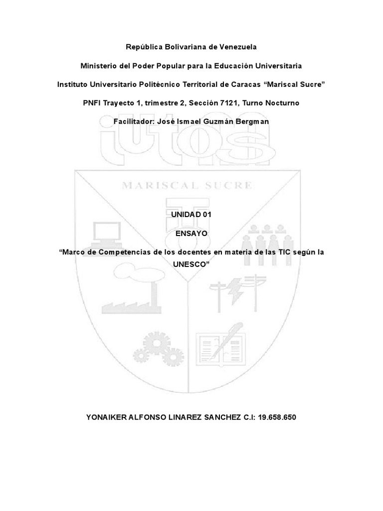 Competencias TIC para Docentes según UNESCO | PDF | Evaluación | Plan ...