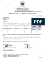 Department of Education: Parañaque National High School - Main REQUEST FOR FORM 137 / SF10 (Learner's Permanent Record)