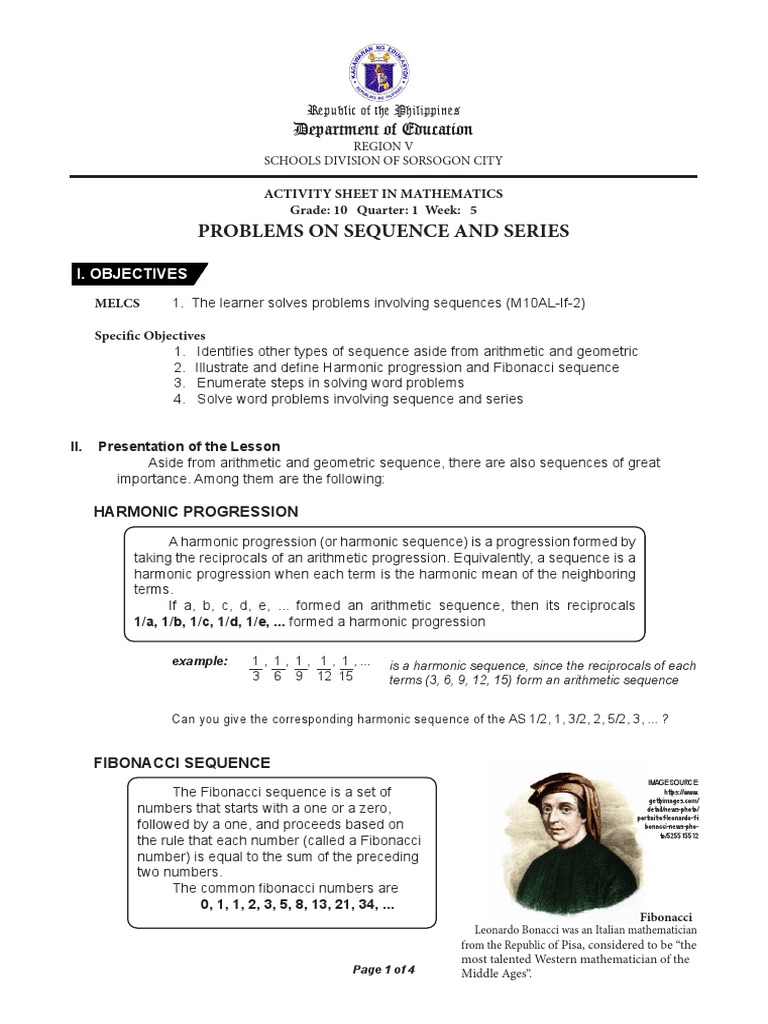 Grade 10 Sequences and Series Problems | PDF | Mean | Sequence