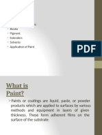 Content S: What Is Paint? Composition of Paint Binder Pigment Extenders Solvents Application of Paint