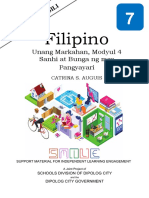 Filipino: Unang Markahan, Modyul 4 Sanhi at Bunga NG Mga Pangyayari