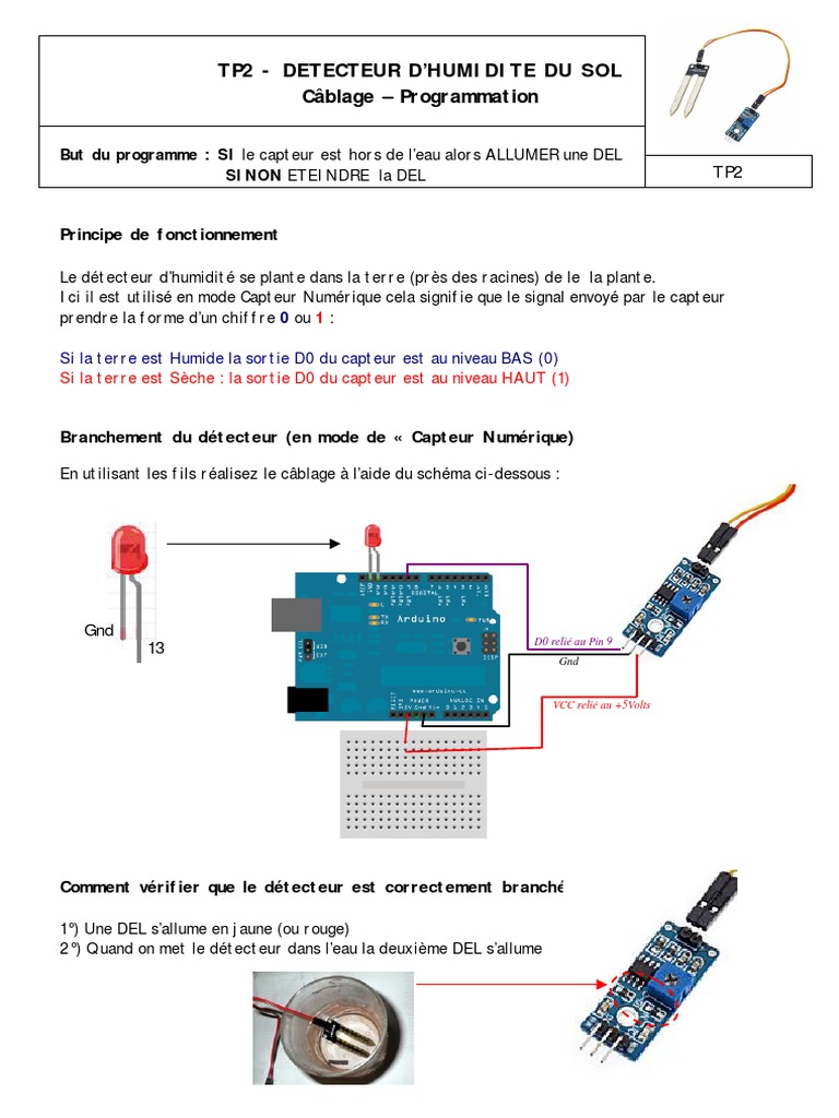 Schéma électronique Détecteur De Mouvement Pdf TP2-Capteur D Humidite SOL | PDF | Arduino | Capteur