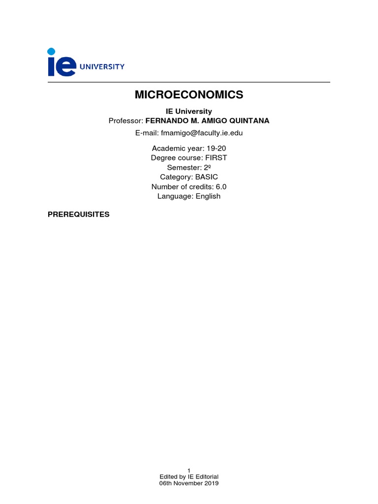 Microeconomics Course Overview and Structure | PDF | Supply (Economics ...