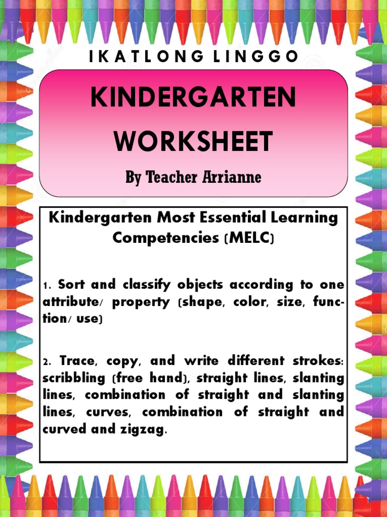 Kindergarten Worksheets by Teacher Arrianne | PDF