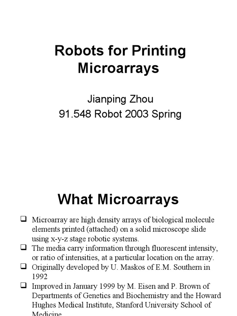 Robot For Micro Array | PDF | Dna Microarray | Oligonucleotide