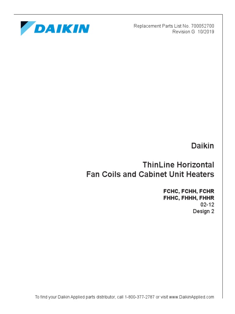 Daikin ThinLine Fan Coil Parts List | PDF | Switch | Mains Electricity