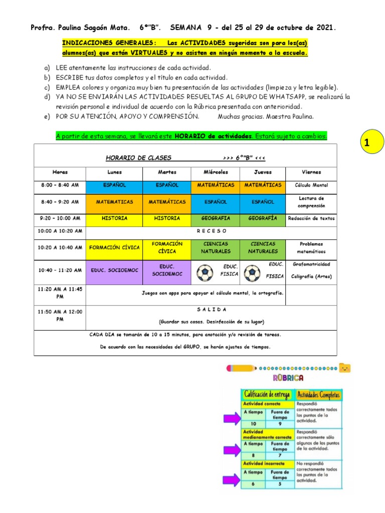 Actividades Semana 9 - Del 25 Al 29 de Octubre 2021 Archivo PDF | PDF