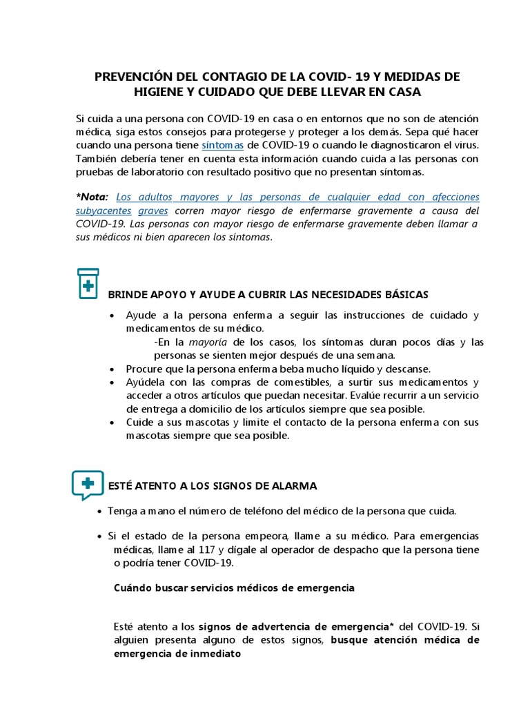 Prevención Del Contagio de La Covid - 19 y Medidas de Higiene y Cuidado ...