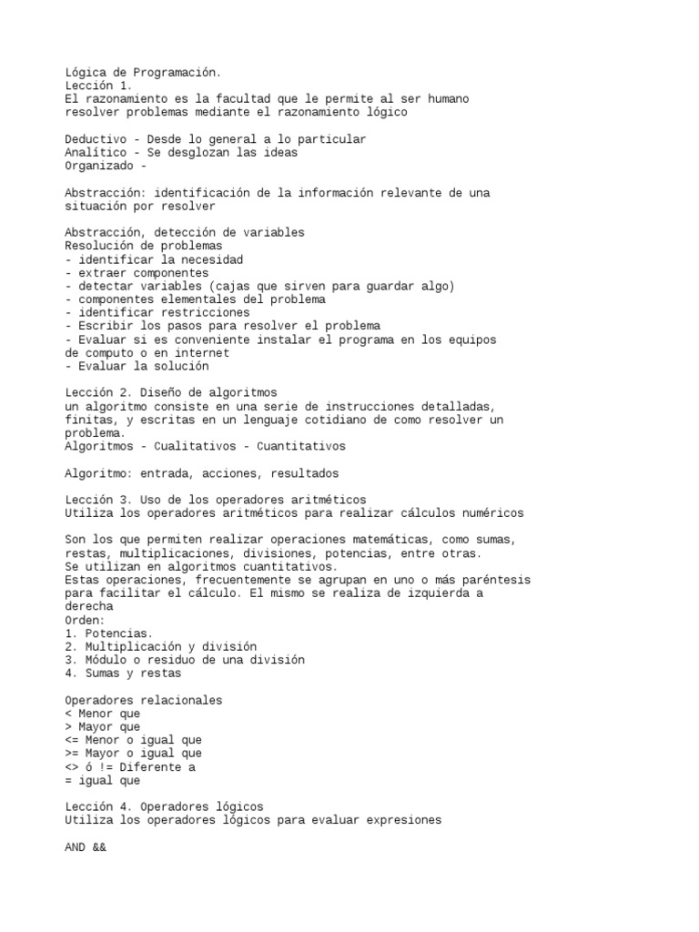 Logica de Programación | PDF | Algoritmos | Razón