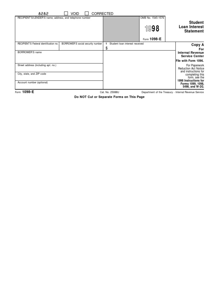 US Internal Revenue Service: F1098e - 1998 | PDF