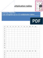 16/9/2020 Recognising Multiplication Tables: Learning Objective I Can Recognise Up To x12 Multiplication Tables