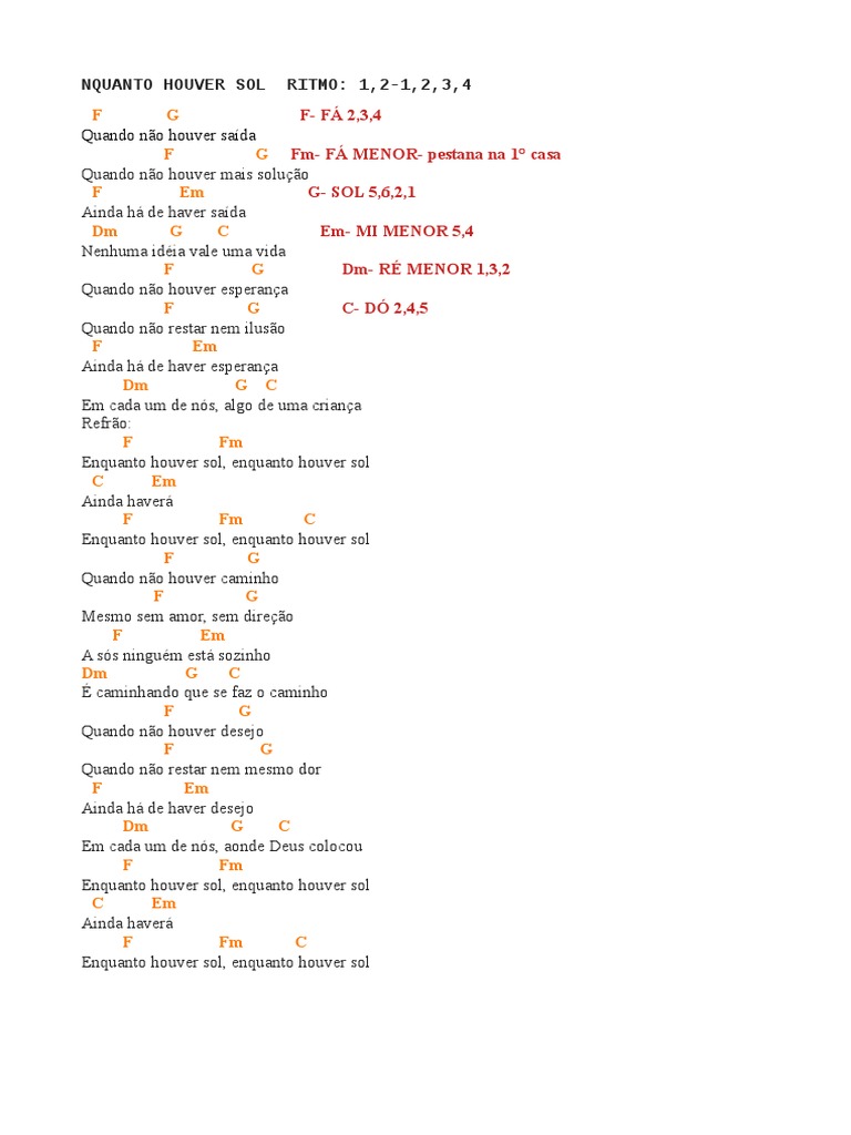 Cifras e Letra: Enquanto Houver Sol | PDF