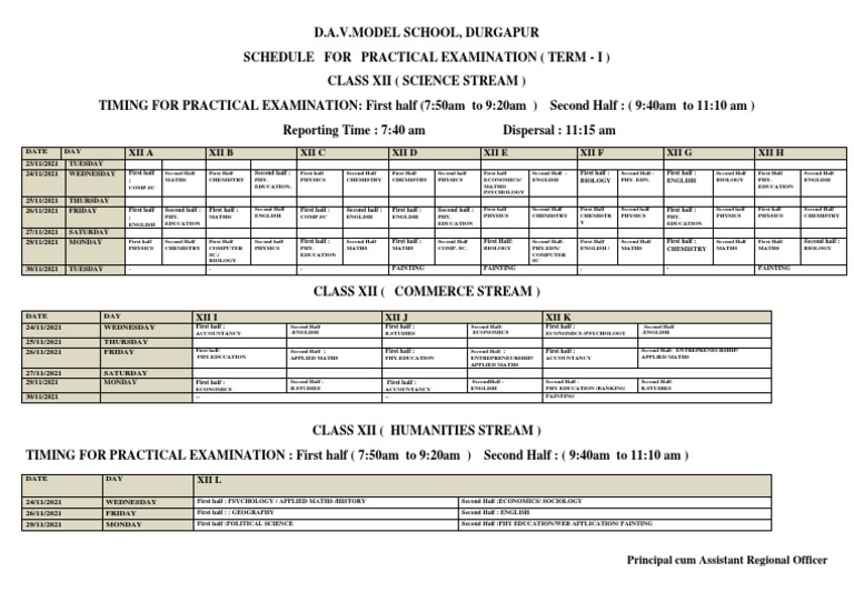 Time Table For Practical Exams | PDF | Applied Mathematics | Academia