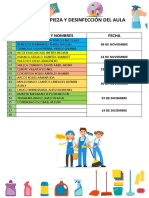 Rol de Limpieza y Desinfección Del Aula