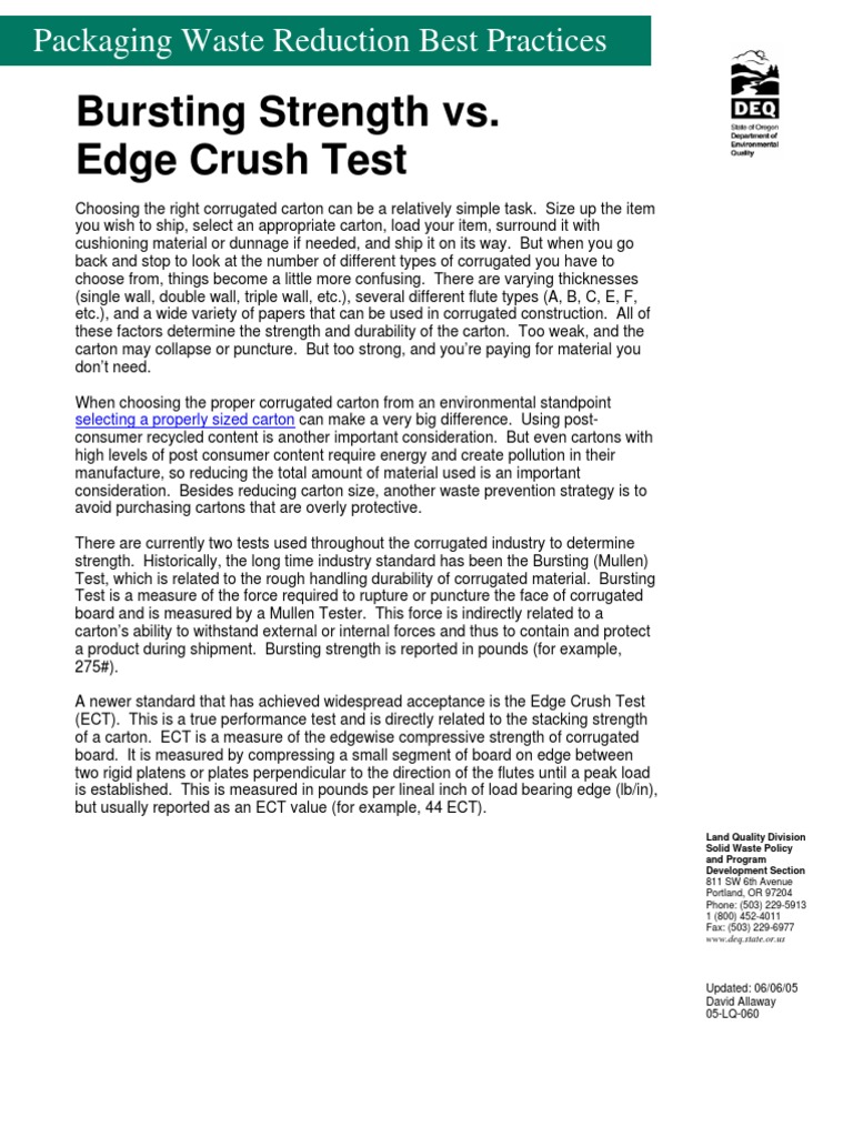 Selecting Corrugated Cartons for Packaging Understanding Bursting
