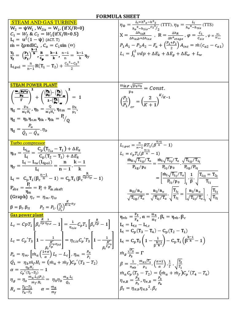 Formula Sheet (THM) | PDF | Transparent Materials | Energy Conversion