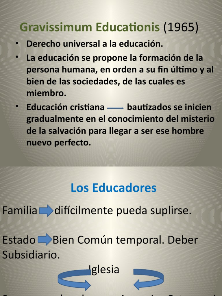 Gravissimum Educationis: Educación y Fe | PDF | Iglesia Católica ...