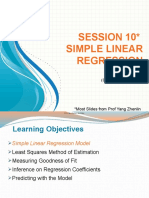 Session 10 Simple Linear Regression: WMY Chapter 9 Parts 1-5 (Chapter 11 of Notes)