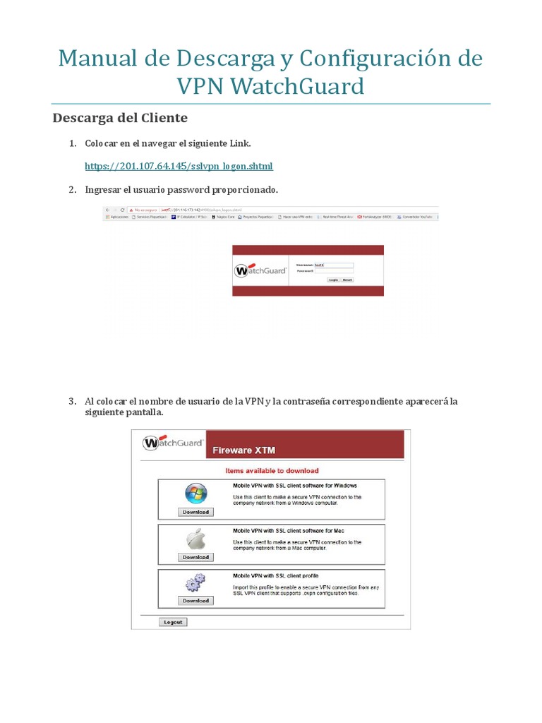 Guía para Descargar e Instalar VPN WatchGuard | PDF | Contraseña ...