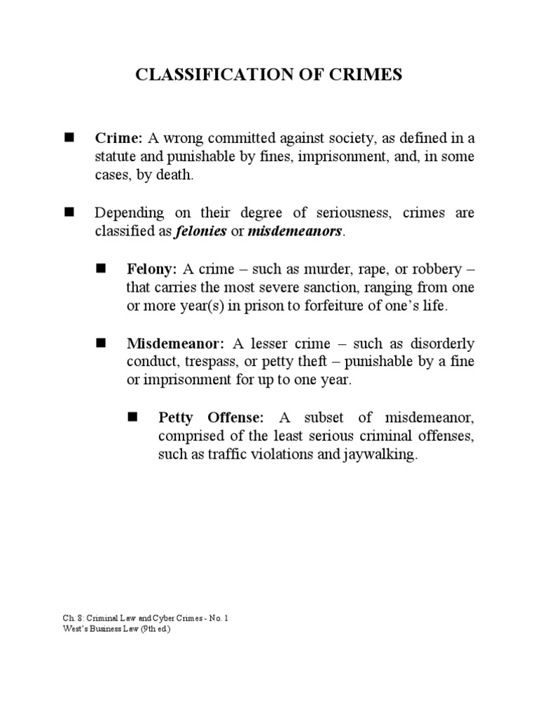 Classification of Crime | Fourth Amendment To The United States ...