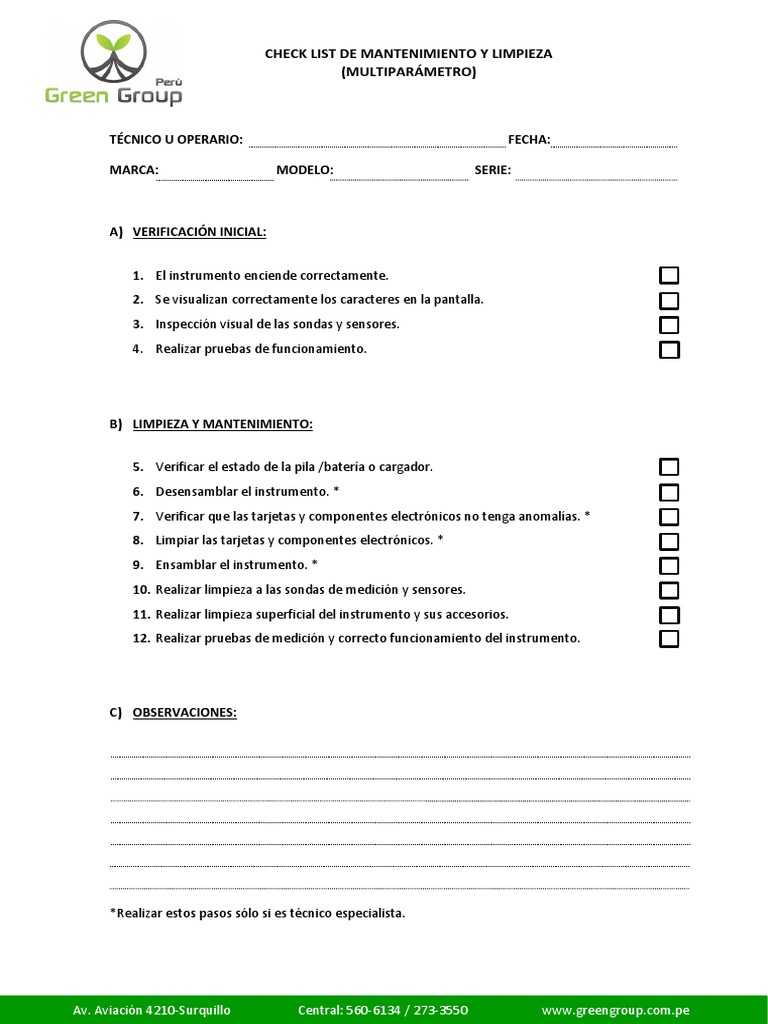 Check List Mannto Multiparametro | PDF