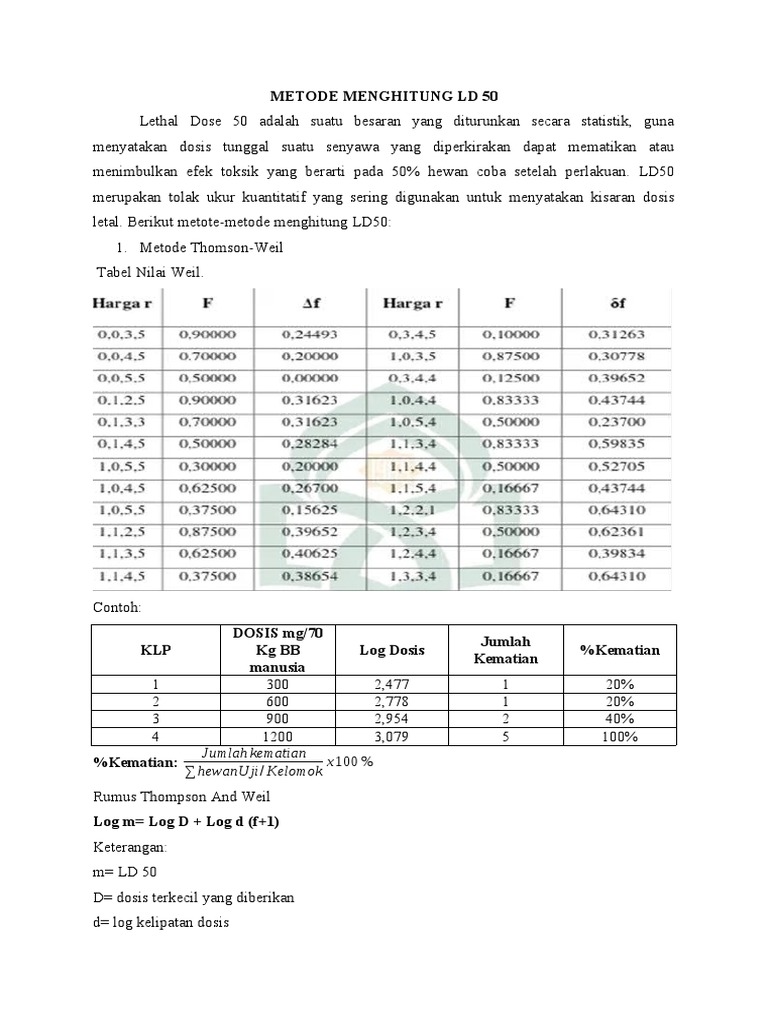 Perhitungan Ld50 Pdf