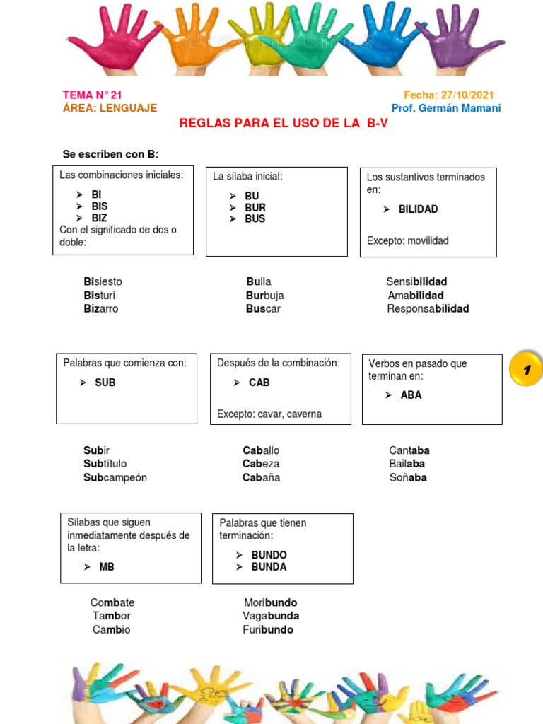Reglas de Uso de B y V en Español | PDF