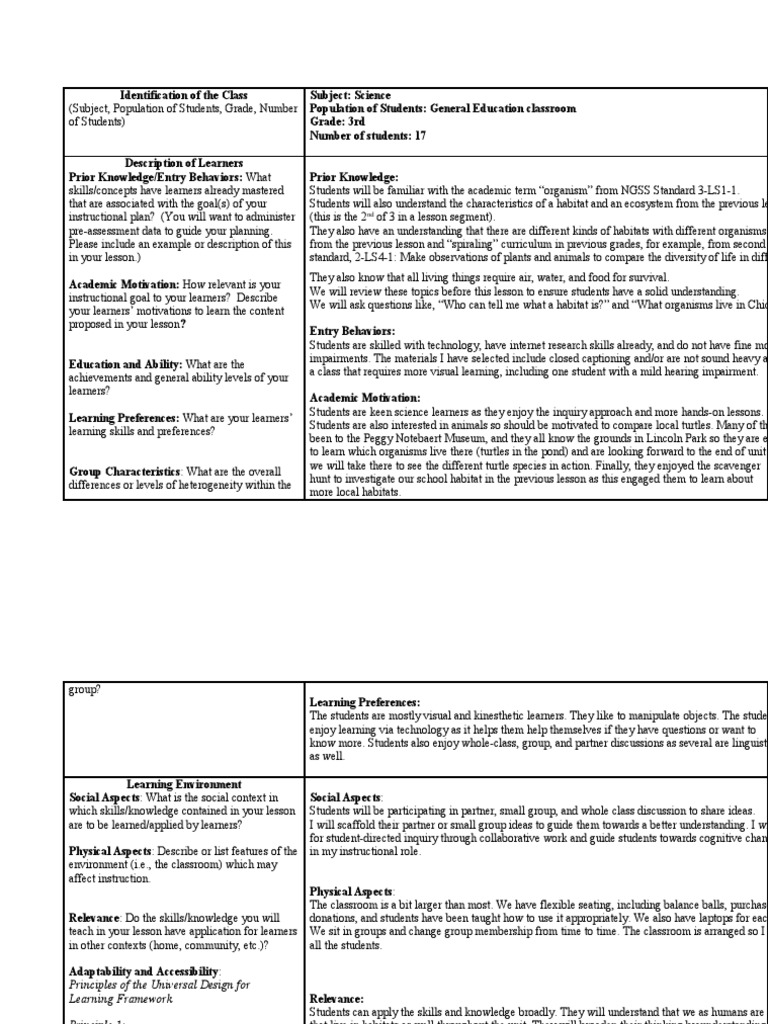 Udl Lesson Plan For Website PDF Learning Educational Assessment