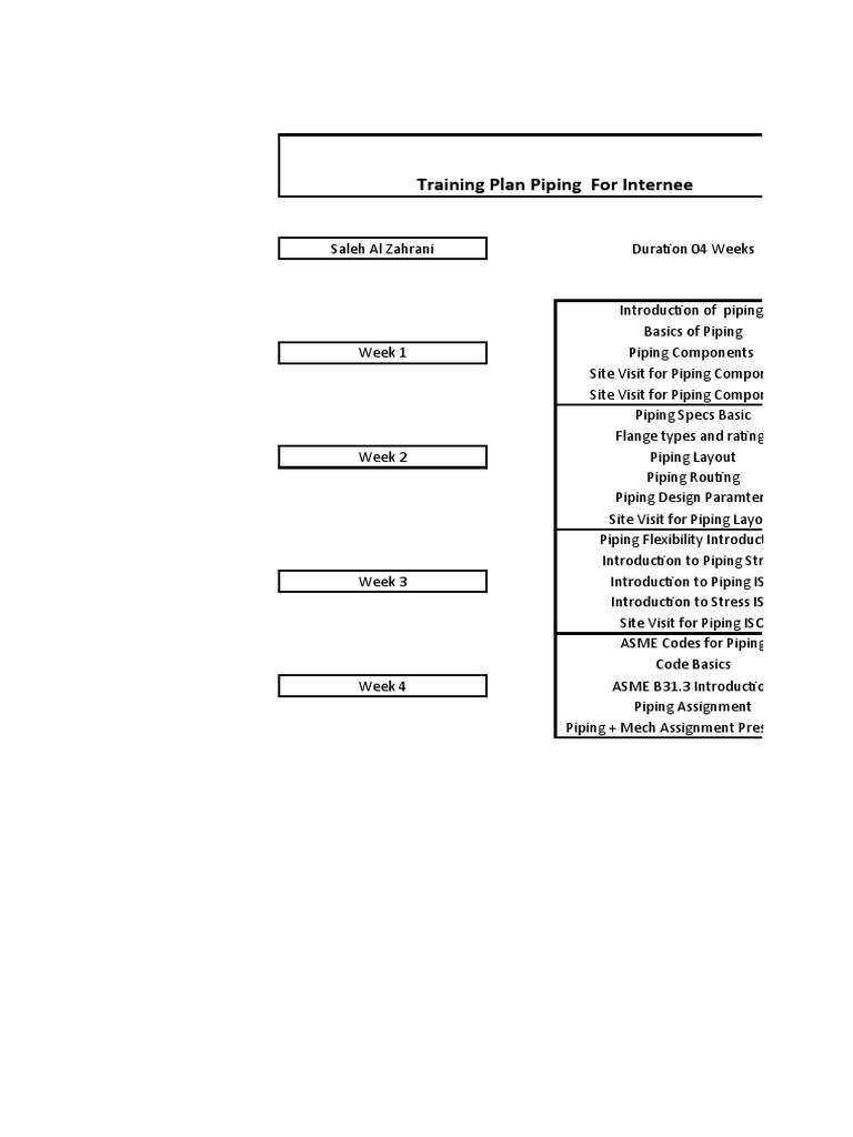 Piping Training Plan Internee | PDF
