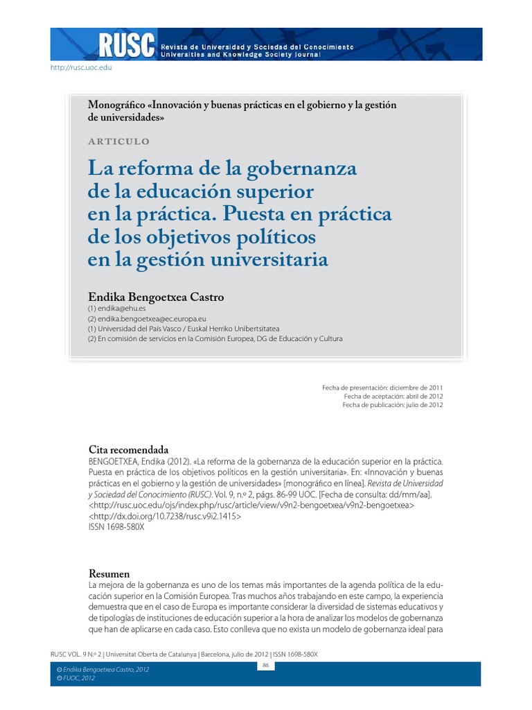 La Reforma de La Gobernanza de La Educación en La Práctica | PDF ...