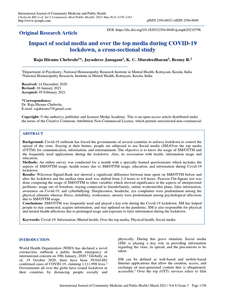 Impact of Social Media and Over The Top Media During COVID-19 | PDF ...