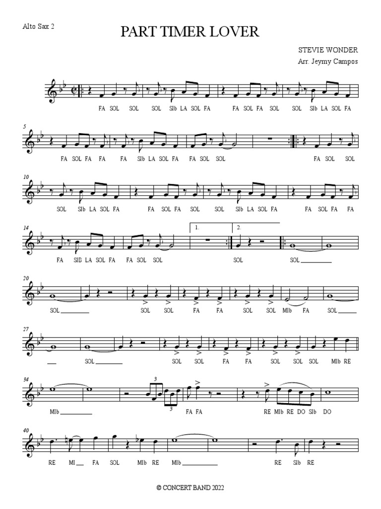 Part Time Lover - Alto Sax 2 | PDF