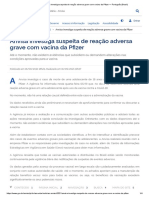 Anvisa Investiga Suspeita de Reação Adversa Grave Com Vacina Da Pfizer - Português (Brasil)