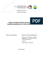 Valorar El Impacto Afectivo de Las Perdidas Familiares Tempranas en El Niño y Joven Bolívar