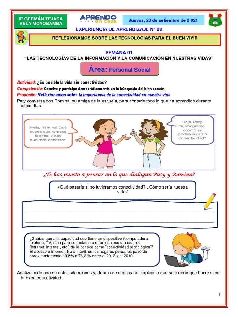 5to Grado - S.A. Personal Social 23 - 09-2021 | PDF | Tecnología de ...