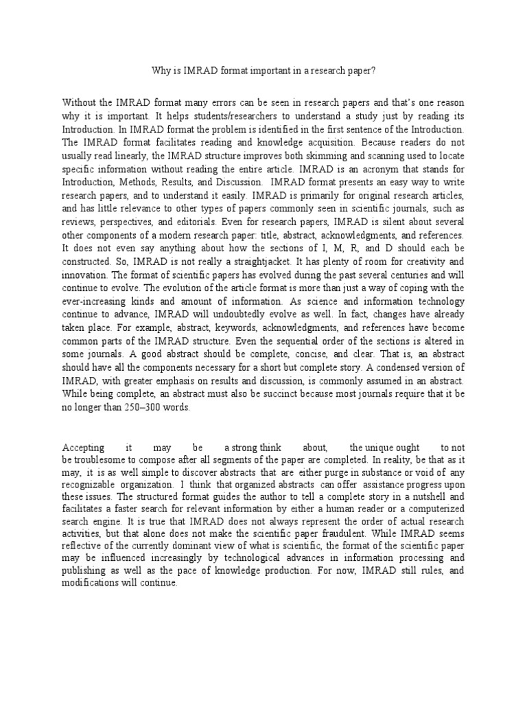 why-is-imrad-format-important-in-a-research-paper-pdf-academic