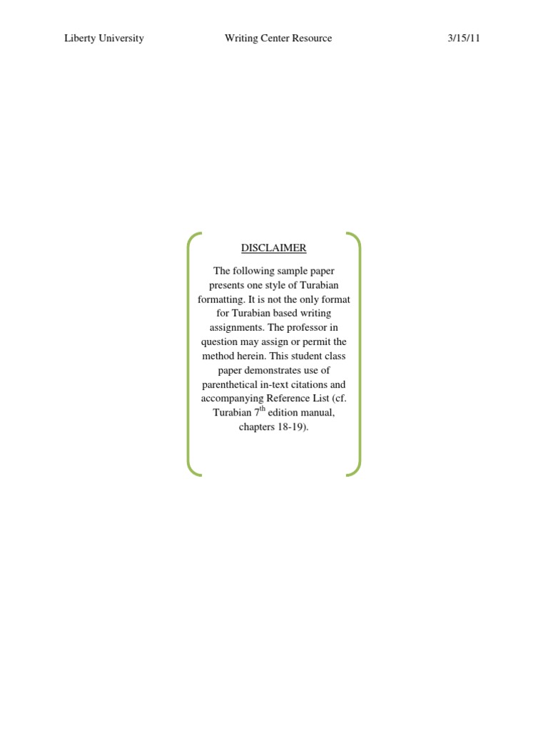 turabian author date sample paper