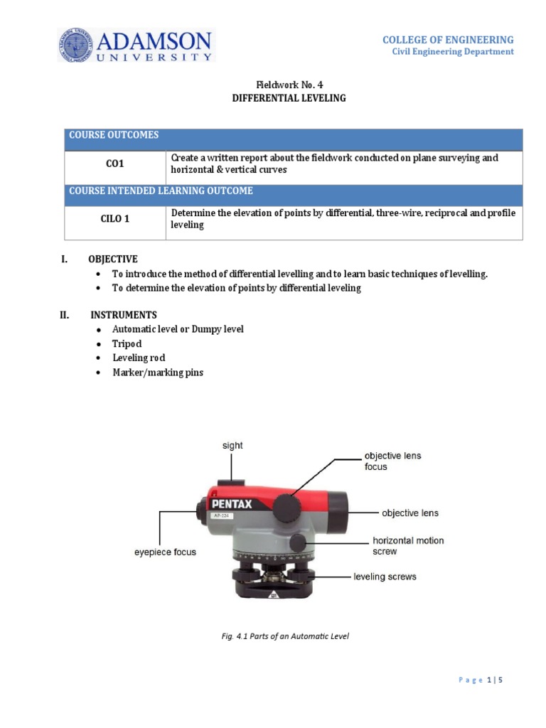 FW4Differential Leveling PDF Metrology Scientific Observation
