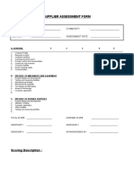 SUPPLIER ASSESSMENT FORM Sample