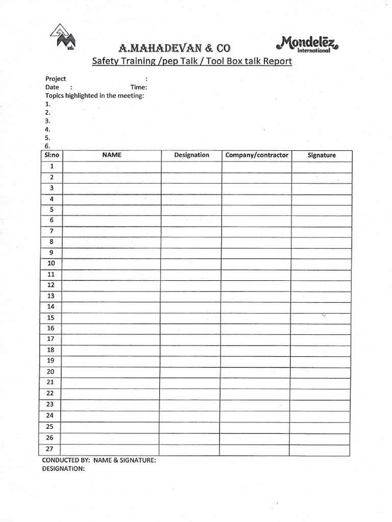  tool box meeting checklist pdf