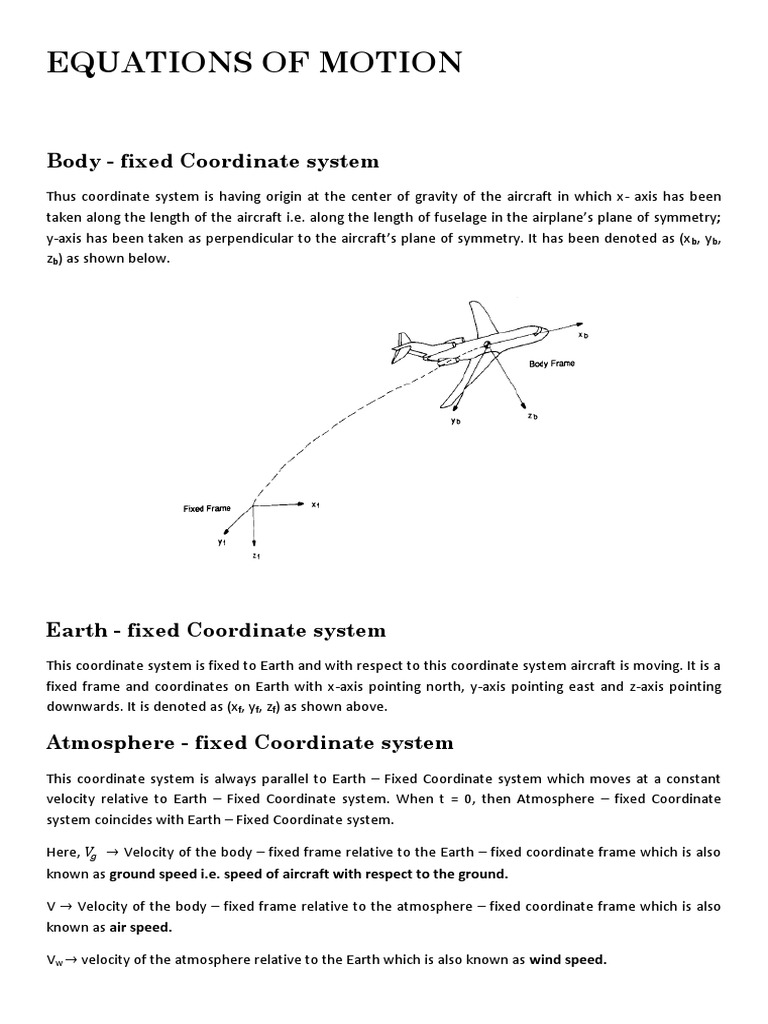Equations of Motion: Body - Fixed Coordinate System | PDF | Cartesian ...
