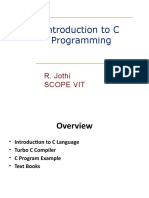 Introduction To C Programming: R. Jothi Scope Vit