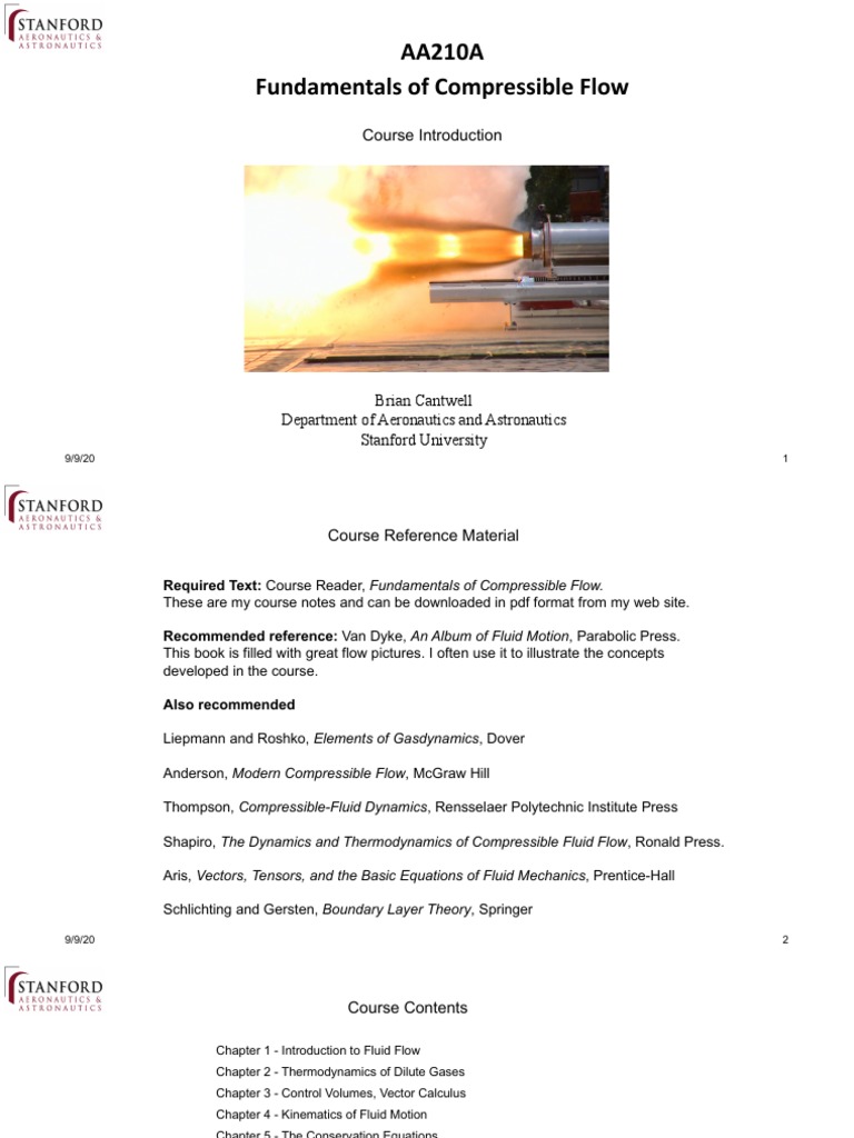 Stanford AA210A Compressible Flow Course | PDF | Fluid Dynamics ...