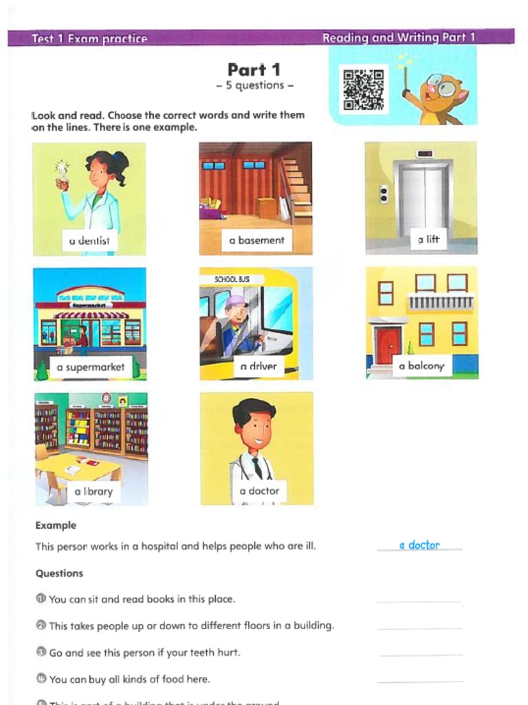 Test 1 Exam Practice Reading and Writing Part 1: Ii NH Iticf | PDF ...
