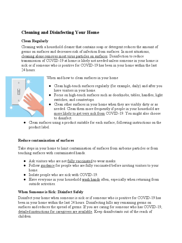 Cleaning and Disinfecting Your Home | PDF | Disinfectant | Public Health