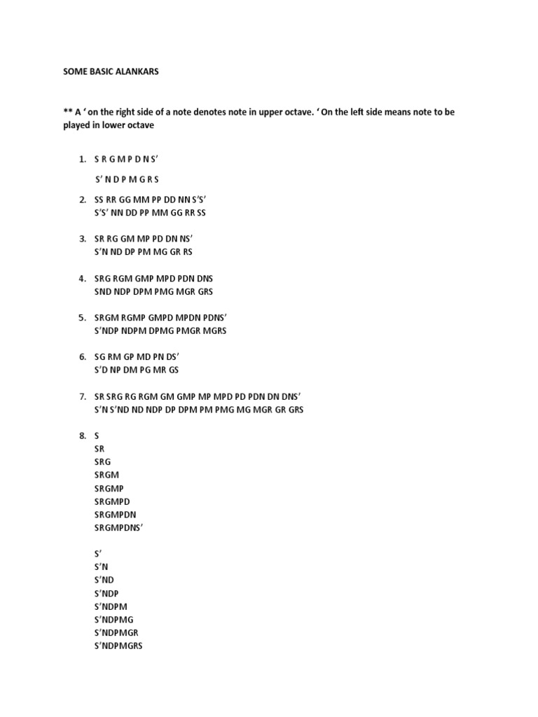 Some Basic Alankars | PDF